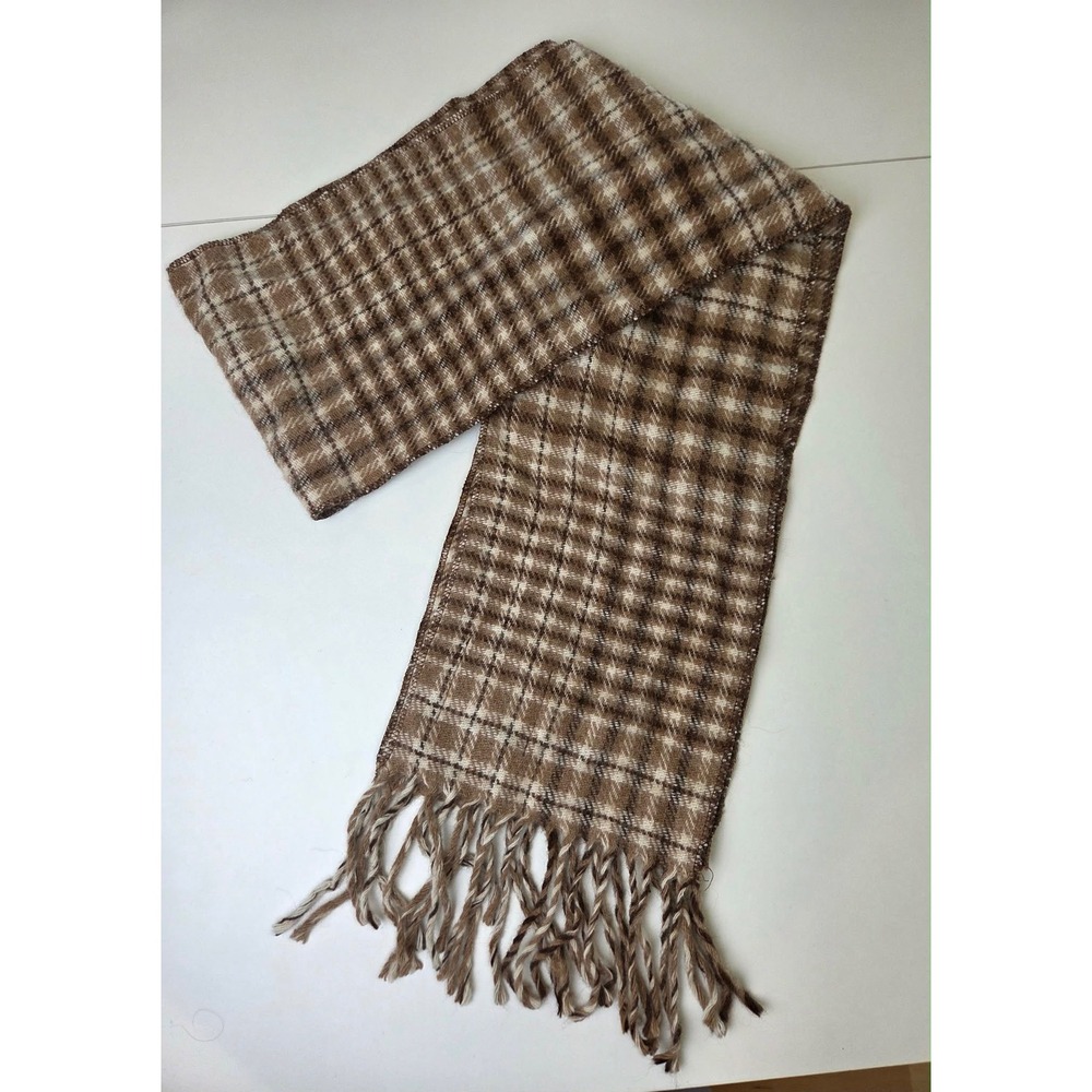 Alpaca Blanket Project Brown Plaid Scarf Made in USA 100% Natural Alpaca